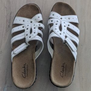 Clarks Bendables Studded Sand Mule Wedges